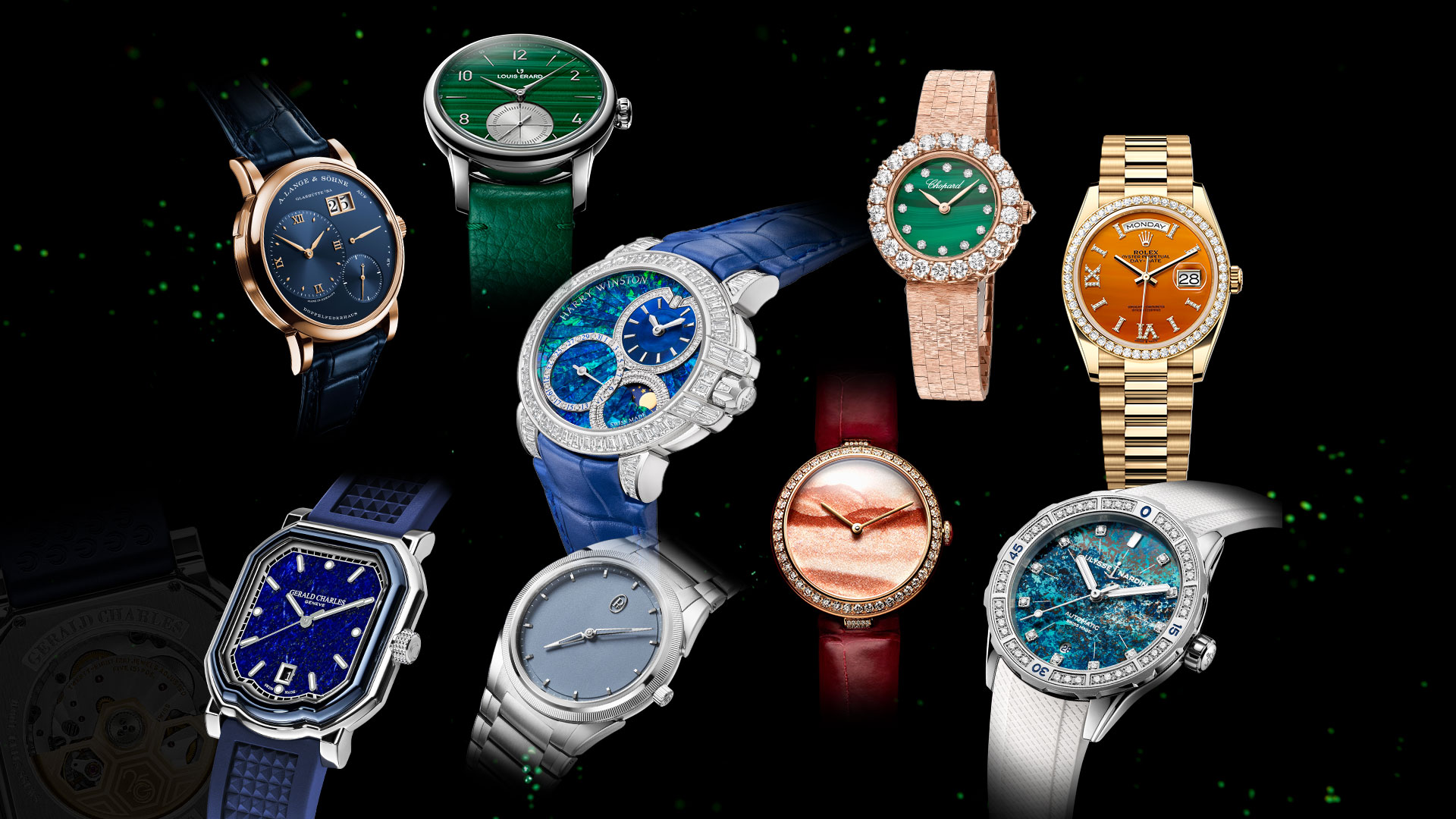 Stone Age Allure: Dials precisely carved from semi-precious rocks reveal radiant hues and sheer elegance